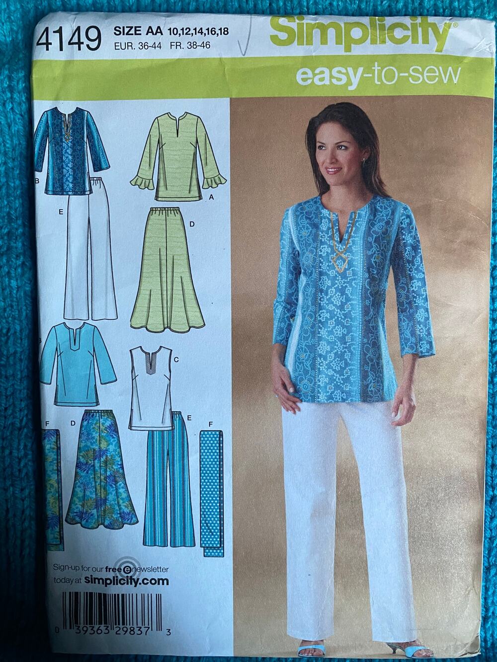 Simplicity 4149 Sewing pattern tunic pant skirt scarf size 20w-28w